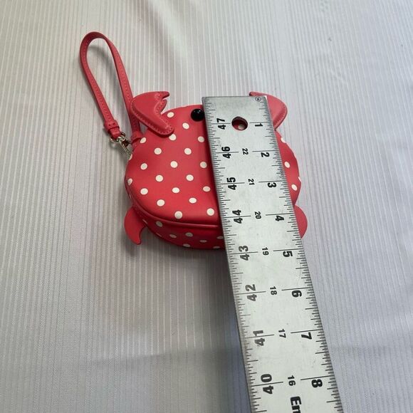Kate Spade Shelly Wristlet Purse Red Polka Dot Crab Coin Bag Nautical Sea - Picture 5 of 7